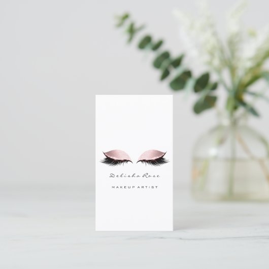 Makeup Artist Lash Glitter Pastel Roze oog Visitekaartje (Staand voorkant)