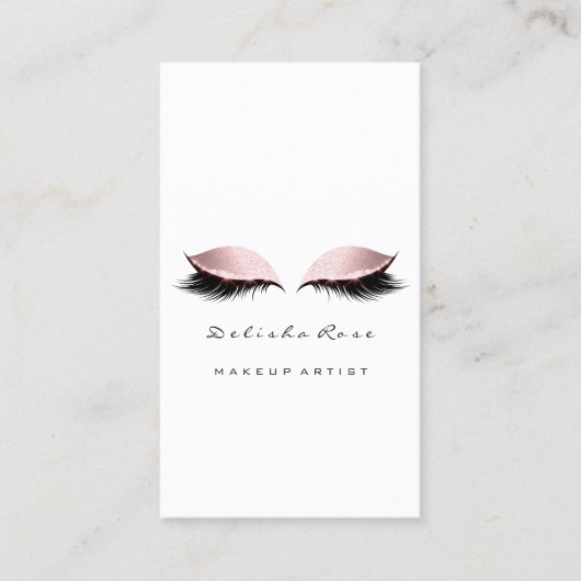 Makeup Artist Lash Glitter Pastel Roze oog Visitekaartje (Voorkant)