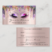 Makeup Artist Lash Pink Holograph Appointcard Afsprakenkaartje (Voorkant / Achterkant)