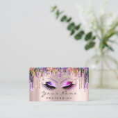 Makeup Artist Lash Pink Holograph Appointcard Afsprakenkaartje (Staand voorkant)
