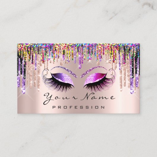Makeup Artist Lash Pink Holograph Appointcard Afsprakenkaartje (Voorkant)