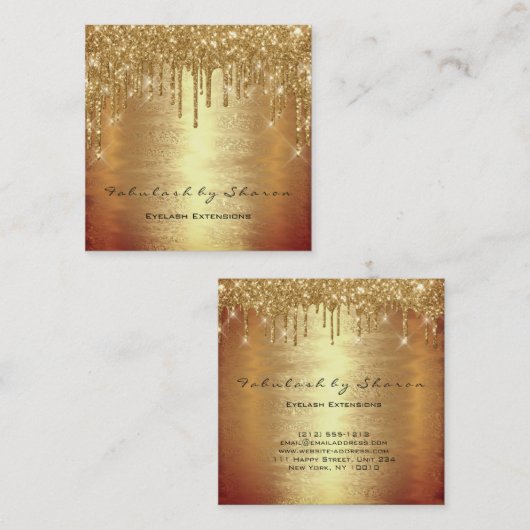 Makeup Artist Lash stuurt MUA Warm Gold Spark Vierkante Visitekaartje (Voorkant / Achterkant)