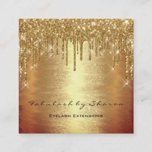 Makeup Artist Lash stuurt MUA Warm Gold Spark Vierkante Visitekaartje (Voorkant)