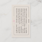 Makeup Artist Lash Tech Pink Sand Aftercare Visitekaartje (Achterkant)