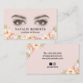 Makeup Artist Lashes & Brows Salon  Floral Visitekaartje (Voorkant / Achterkant)