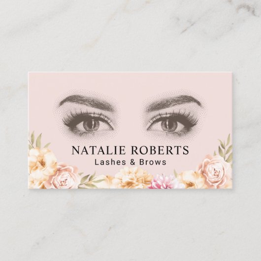 Makeup Artist Lashes & Brows Salon  Floral Visitekaartje (Voorkant)