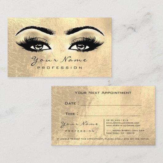 Makeup Artist Lashes Extension Appointment Card Afsprakenkaartje (Voorkant / Achterkant)