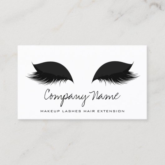Makeup Artist Lashes Extension Black White Afsprakenkaartje (Voorkant)