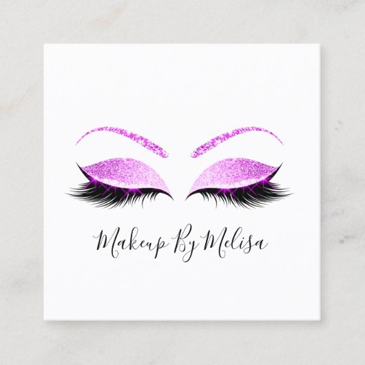Makeup Artist Lashes Extension Blush Pink Fuchsia Vierkante Visitekaartje (Voorkant)