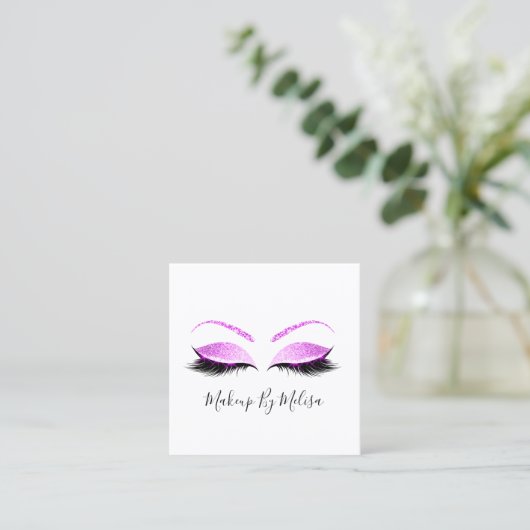 Makeup Artist Lashes Extension Blush Pink Fuchsia Vierkante Visitekaartje (Staand voorkant)