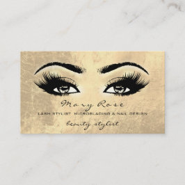 Makeup Artist Lashes Extension Gold Esthetician Visitekaartje