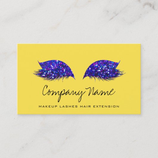 Makeup Artist Lashes Extension Royal Blue Yellow Afsprakenkaartje (Voorkant)