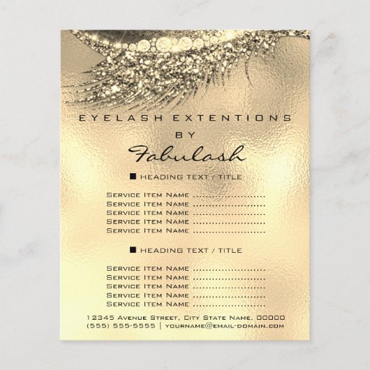 Makeup Artist Lashes Gold Lux Flyer 1-paginaprijze (Voorkant)