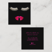 Makeup Artist Lashes & Hot Pink Lips Beauty Salon Vierkante Visitekaartje (Voorkant / Achterkant)