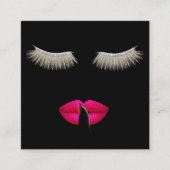 Makeup Artist Lashes & Hot Pink Lips Beauty Salon Vierkante Visitekaartje (Voorkant)
