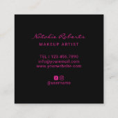 Makeup Artist Lashes & Hot Pink Lips Beauty Salon Vierkante Visitekaartje (Achterkant)