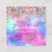 Makeup Artist Lashes Nails Holograaf Unicorn Rainb Vierkante Visitekaartje (Achterkant)