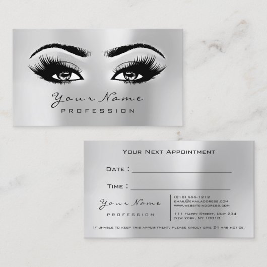 Makeup Artist Lashes Next Appointes Card Afsprakenkaartje (Voorkant / Achterkant)