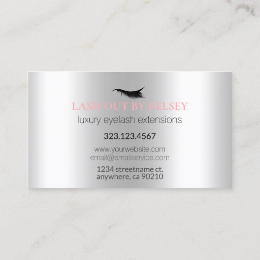 Makeup Artist Lashes Platinum Pink Glitter + Drive Visitekaartje (Achterkant)