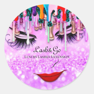 Makeup Artist Lashes Product Drift Roze Glitter Ronde Sticker