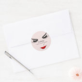 Makeup Artist Lashes Product Red Lips Kiss Ronde Sticker (Envelop)