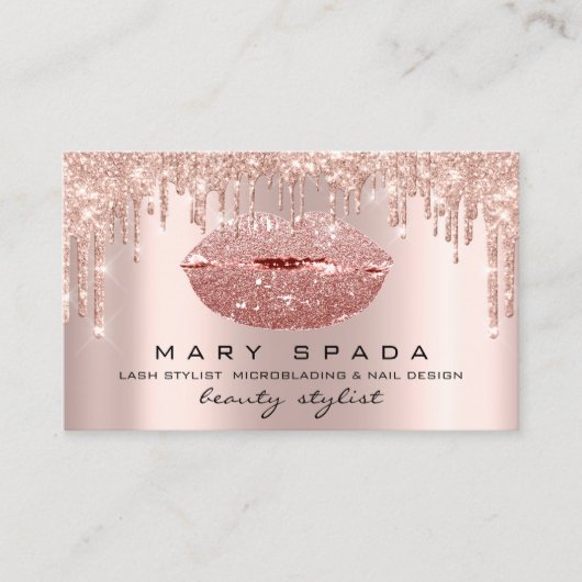 Makeup Artist Lashes Roos druist kus lips Glitter Visitekaartje (Voorkant)
