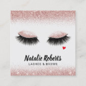 Makeup Artist Lashes Roos Gold Glitter Salon Vierkante Visitekaartje (Voorkant)
