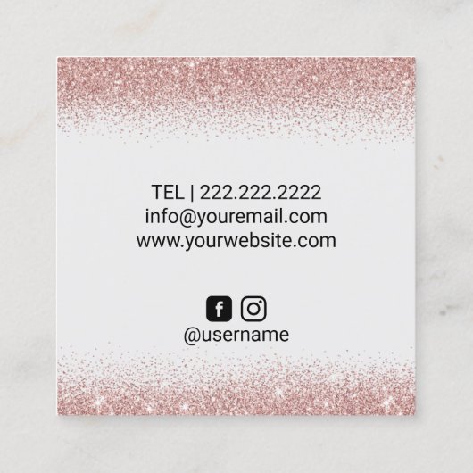 Makeup Artist Lashes Roos Gold Glitter Salon Vierkante Visitekaartje (Achterkant)