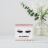 Makeup Artist Lashes Roos Gold Glitter Salon Vierkante Visitekaartje (Staand voorkant)
