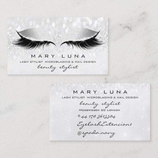 Makeup Artist Lashes Roos Gray Silver Studio Visitekaartje (Voorkant / Achterkant)