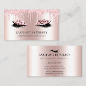 Makeup Artist Lashes Roos Quartz Roze Glitter Drip Visitekaartje (Voorkant / Achterkant)