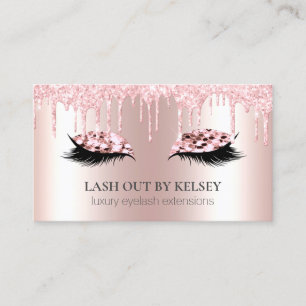 Makeup Artist Lashes Roos Quartz Roze Glitter Drip Visitekaartje