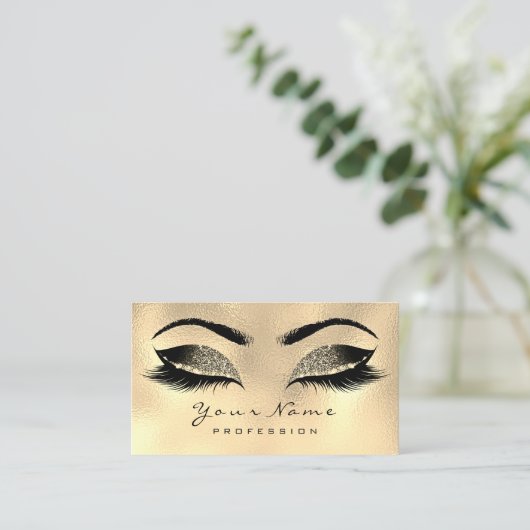 Makeup Artist Lashes Sepia Gold Appointment Card Afsprakenkaartje (Staand voorkant)