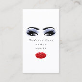 Makeup Artist Lashes Smoky Blue Red Lips Microblad Visitekaartje (Voorkant)