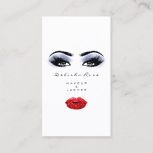 Makeup Artist Lashes Smoky Blue Red Lips Microblad Visitekaartje