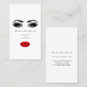 Makeup Artist Lashes Smoky Grey Red Lips Kiss Visitekaartje (Voorkant / Achterkant)