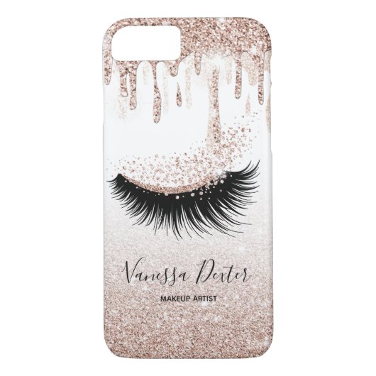 Makeup Artist Lashes Spark Drips Rose Gold Case-Mate iPhone Case (Achterkant)