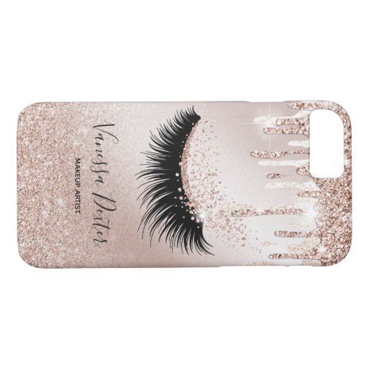 Makeup Artist Lashes Spark Drips Rose Gold Case-Mate iPhone Case (Achterkant (Horizontaal))