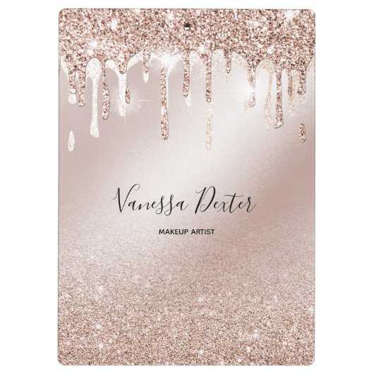 Makeup Artist Lashes Spark Drips Rose Gold Klembord (Achterkant)