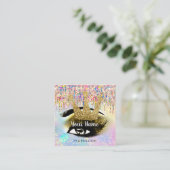 Makeup Artist Lashes Studio Gold Holografen Crown Vierkante Visitekaartje (Staand voorkant)