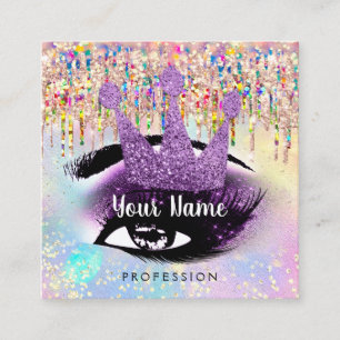 Makeup Artist Lashes Studio Paarse Holografen Crow Vierkante Visitekaartje