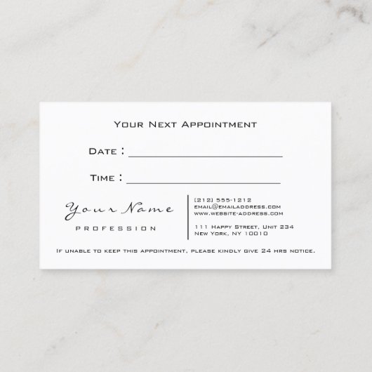 Makeup Artist Lashes White Gold Appointment Card Afsprakenkaartje (Achterkant)