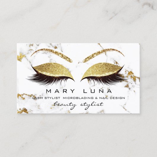 Makeup Artist Lashes White Marble Gold Studio Visitekaartje (Voorkant)