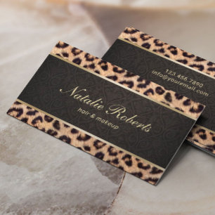 Makeup Artist Leopard en Damask Beauty Salon Visitekaartje