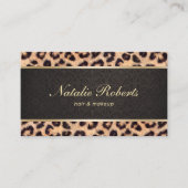 Makeup Artist Leopard en Damask Beauty Salon Visitekaartje (Voorkant)