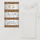 Makeup Artist Leopard Print Silver Stripes Elegant Visitekaartje (Voorkant / Achterkant)