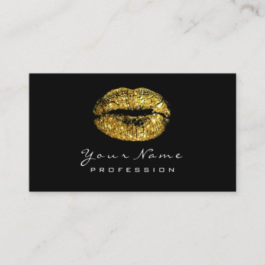 Makeup Artist Licht Faux Gold Lipstick Black White Visitekaartje (Voorkant)