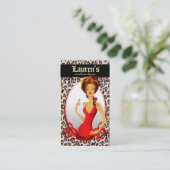 Makeup Artist Licht N Lipstick Red Leopard Beige Visitekaartje (Staand voorkant)