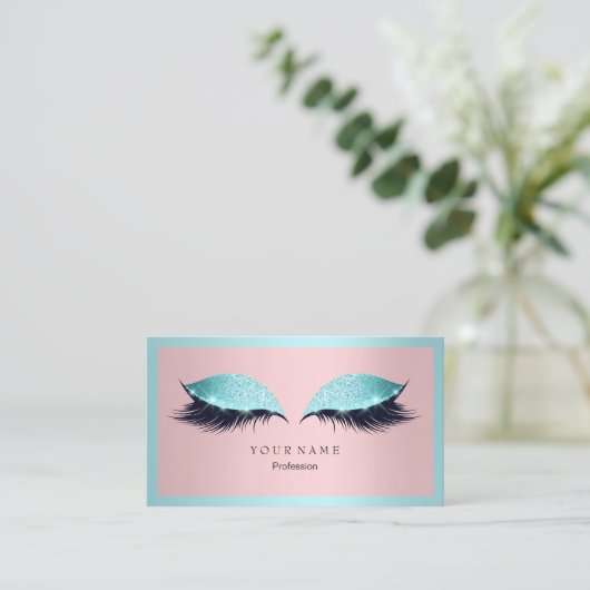 Makeup Artist Lijst Glitter Eye Aqua Tiffany Roze Visitekaartje (Staand voorkant)