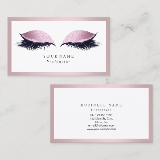 Makeup Artist Lijst Glitter Eye Lashes Roze Visitekaartje (Voorkant / Achterkant)